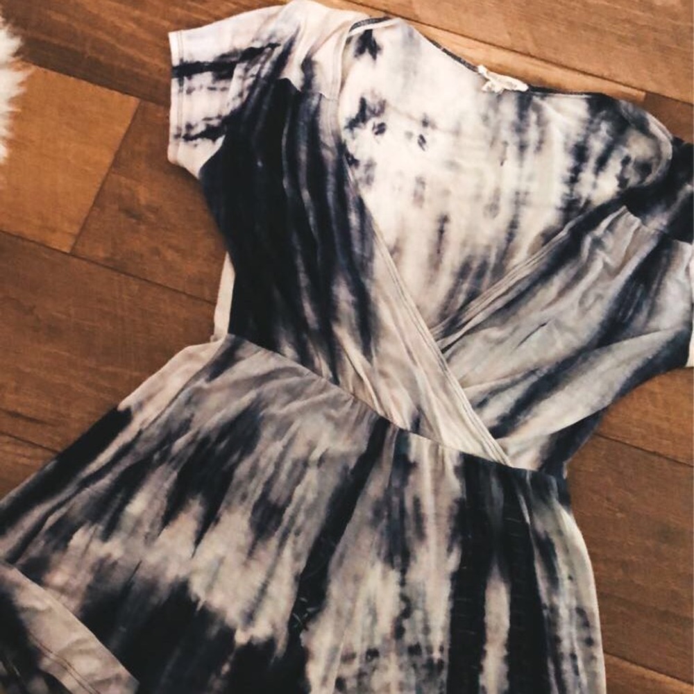 Blue and White tie dye romper